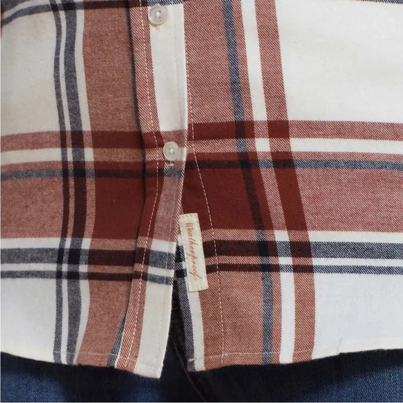 Weatherproof Vintage Comfort Stretch Flannel Button-Up Shirt Rust Plaid Size S - Picture 5 of 6
